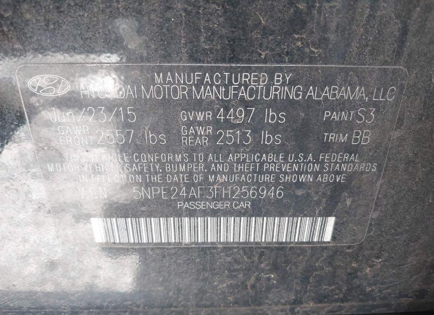 Photo 9 of 2015 Hyundai Sonata SE (VIN 5NPE24AF3FH256946)