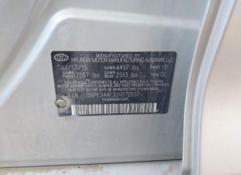 Photo 9 of 2016 Hyundai Sonata SE (VIN 5NPE24AF3GH272937)