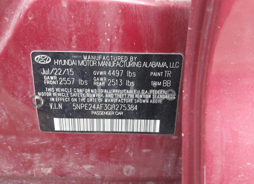 Photo 9 of 2016 Hyundai Sonata SE (VIN 5NPE24AF3GH275384)