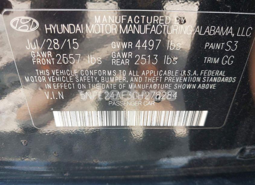 Photo 9 of 2016 Hyundai Sonata SE (VIN 5NPE24AF3GH278284)