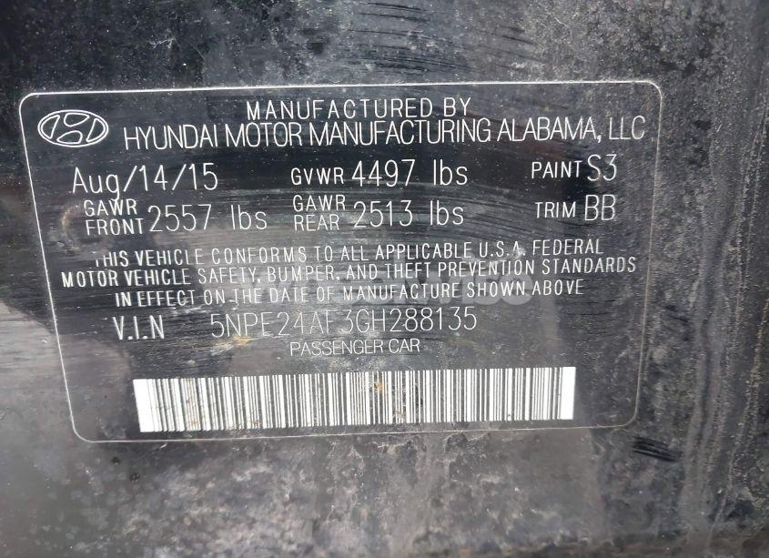 Photo 9 of 2016 Hyundai Sonata SE (VIN 5NPE24AF3GH288135)