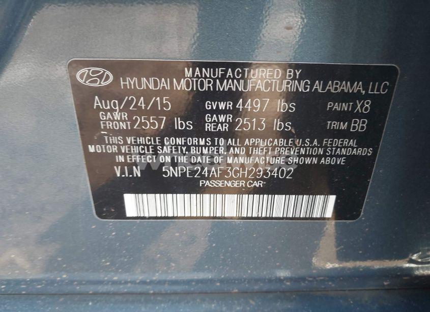 Photo 9 of 2016 Hyundai Sonata SE (VIN 5NPE24AF3GH293402)