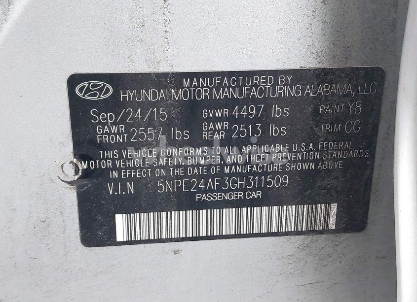 Photo 9 of 2016 Hyundai Sonata SE (VIN 5NPE24AF3GH311509)