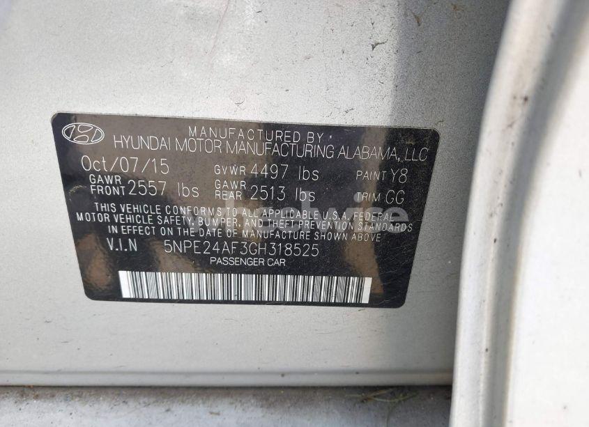 Photo 9 of 2016 Hyundai Sonata SE (VIN 5NPE24AF3GH318525)