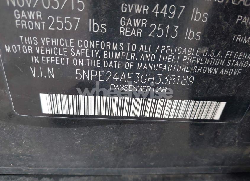 Photo 9 of 2016 Hyundai Sonata SE (VIN 5NPE24AF3GH338189)