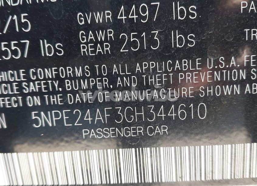 Photo 9 of 2016 Hyundai Sonata SE (VIN 5NPE24AF3GH344610)