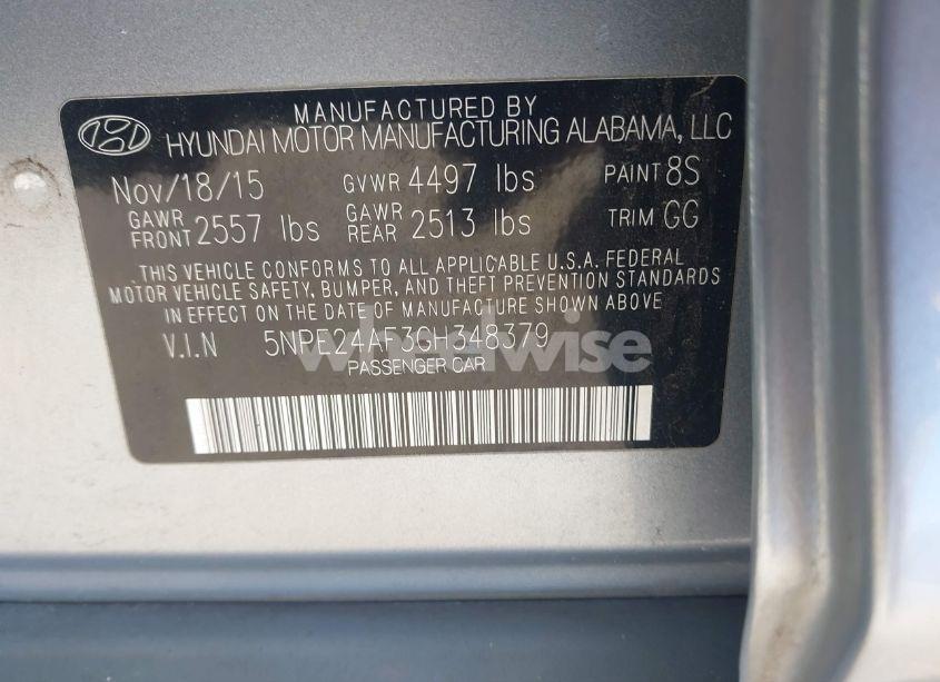 Photo 9 of 2016 Hyundai Sonata SE (VIN 5NPE24AF3GH348379)