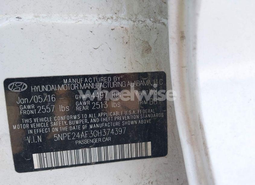 Photo 9 of 2016 Hyundai Sonata SE (VIN 5NPE24AF3GH374397)