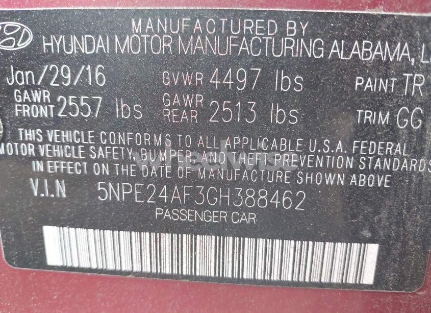 Photo 9 of 2016 Hyundai Sonata N/A (VIN 5NPE24AF3GH388462)