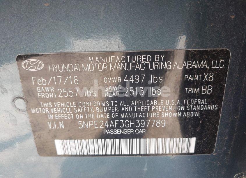 Photo 9 of 2016 Hyundai Sonata (VIN 5NPE24AF3GH397789)