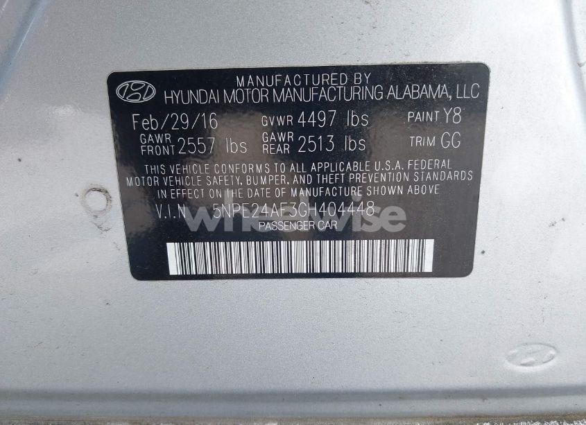 Photo 9 of 2016 Hyundai Sonata (VIN 5NPE24AF3GH404448)