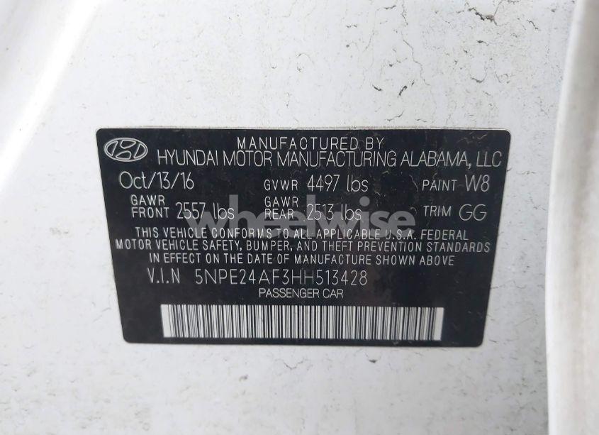 Photo 9 of 2017 Hyundai Sonata SE (VIN 5NPE24AF3HH513428)
