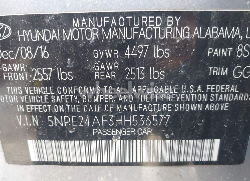 Photo 9 of 2017 Hyundai Sonata SE (VIN 5NPE24AF3HH536577)