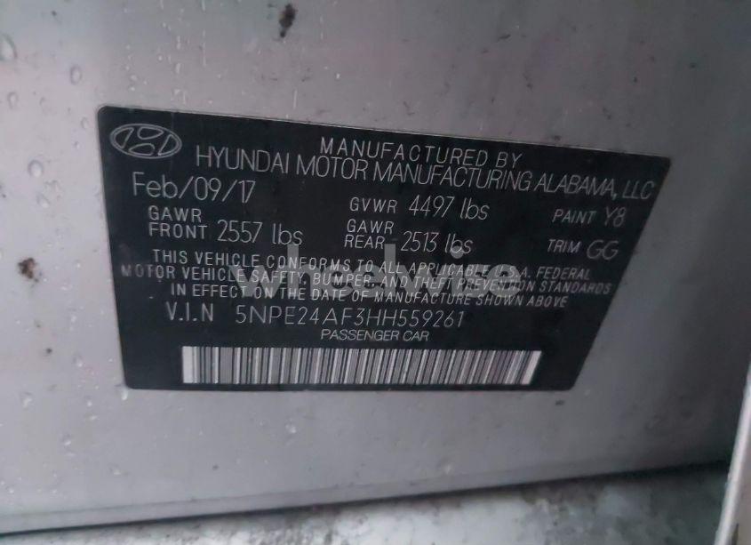 Photo 9 of 2017 Hyundai Sonata (VIN 5NPE24AF3HH559261)