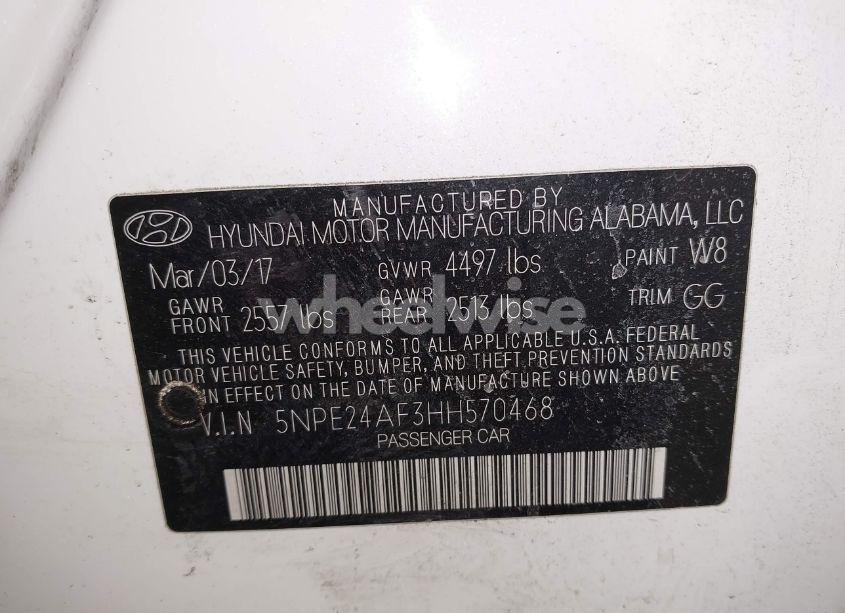 Photo 9 of 2017 Hyundai Sonata (VIN 5NPE24AF3HH570468)