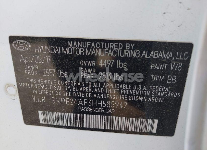 Photo 9 of 2017 Hyundai Sonata (VIN 5NPE24AF3HH585942)