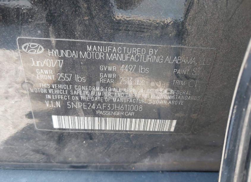 Photo 9 of 2018 Hyundai Sonata SE (VIN 5NPE24AF3JH611008)