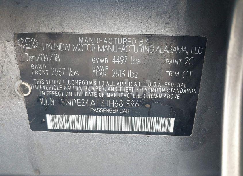 Photo 9 of 2018 Hyundai Sonata SE (VIN 5NPE24AF3JH681396)