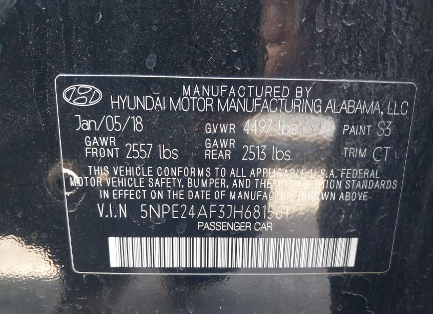 Photo 9 of 2018 Hyundai Sonata SE (VIN 5NPE24AF3JH681561)