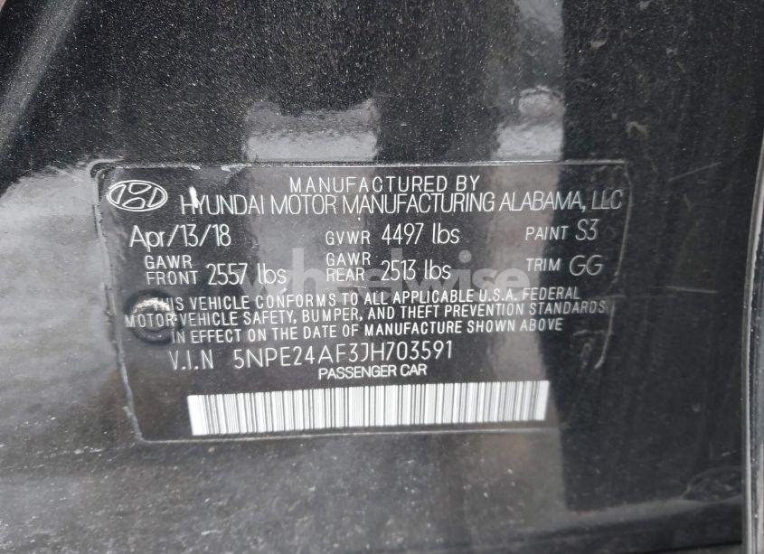 Photo 9 of 2018 Hyundai Sonata SE (VIN 5NPE24AF3JH703591)