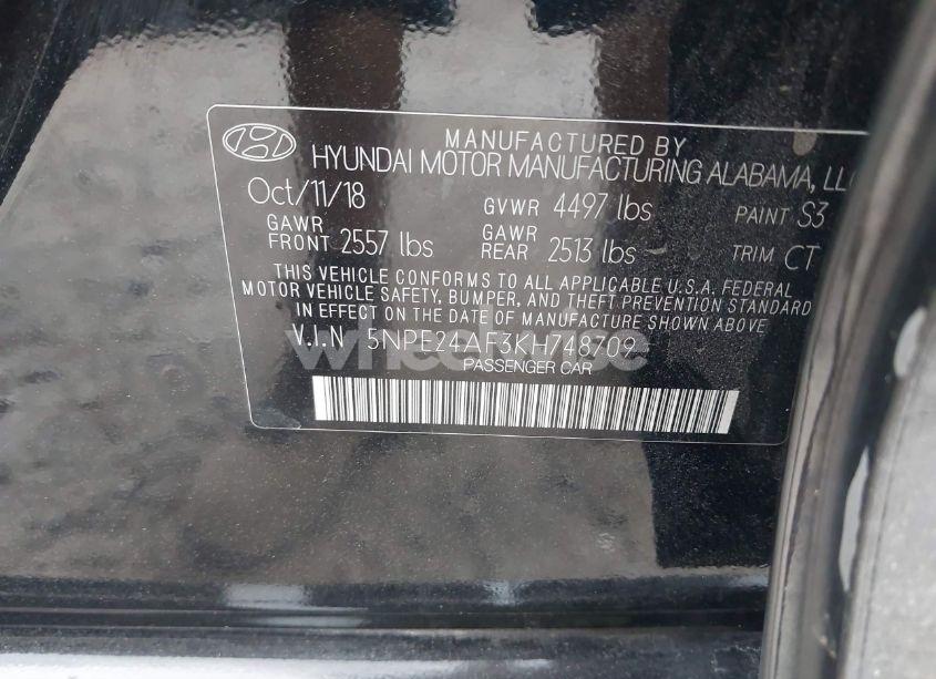 Photo 9 of 2019 Hyundai Sonata SE (VIN 5NPE24AF3KH748709)