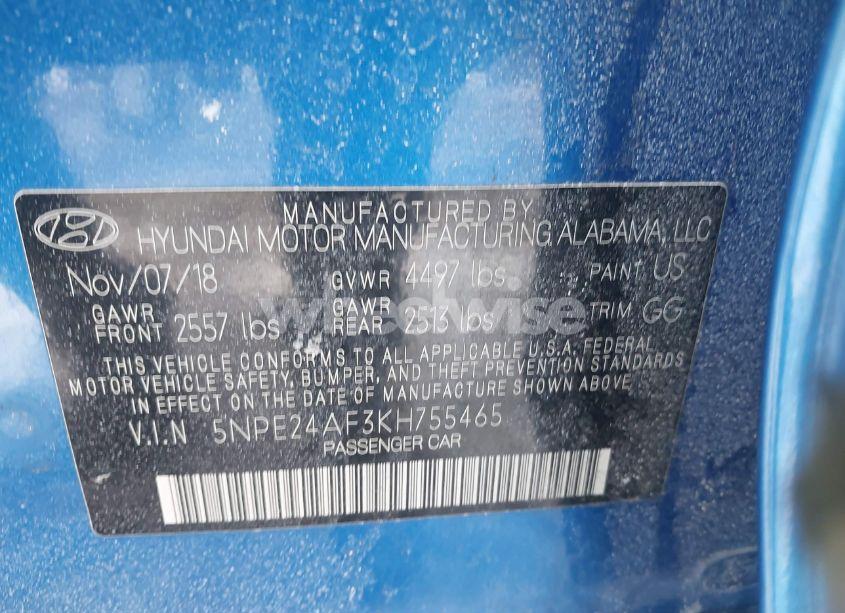 Photo 9 of 2019 Hyundai Sonata SE (VIN 5NPE24AF3KH755465)