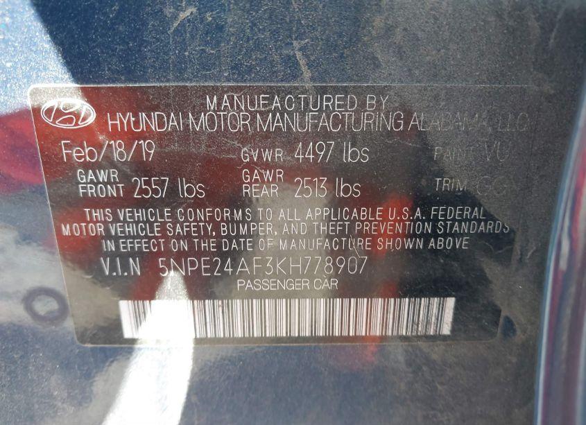 Photo 9 of 2019 Hyundai Sonata SE (VIN 5NPE24AF3KH778907)