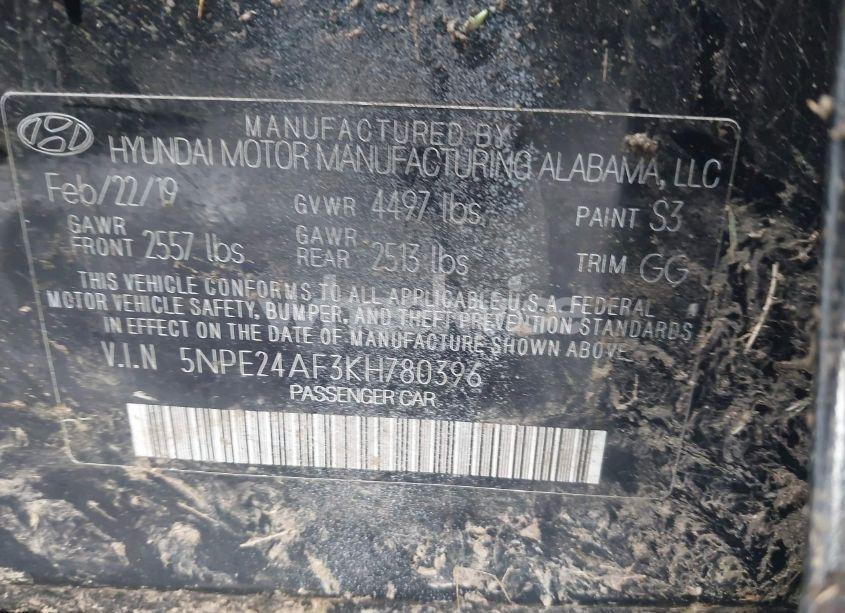 Photo 9 of 2019 Hyundai Sonata SE (VIN 5NPE24AF3KH780396)