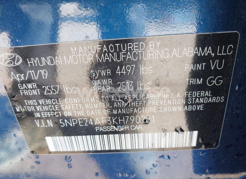 Photo 9 of 2019 Hyundai Sonata SE (VIN 5NPE24AF3KH790281)