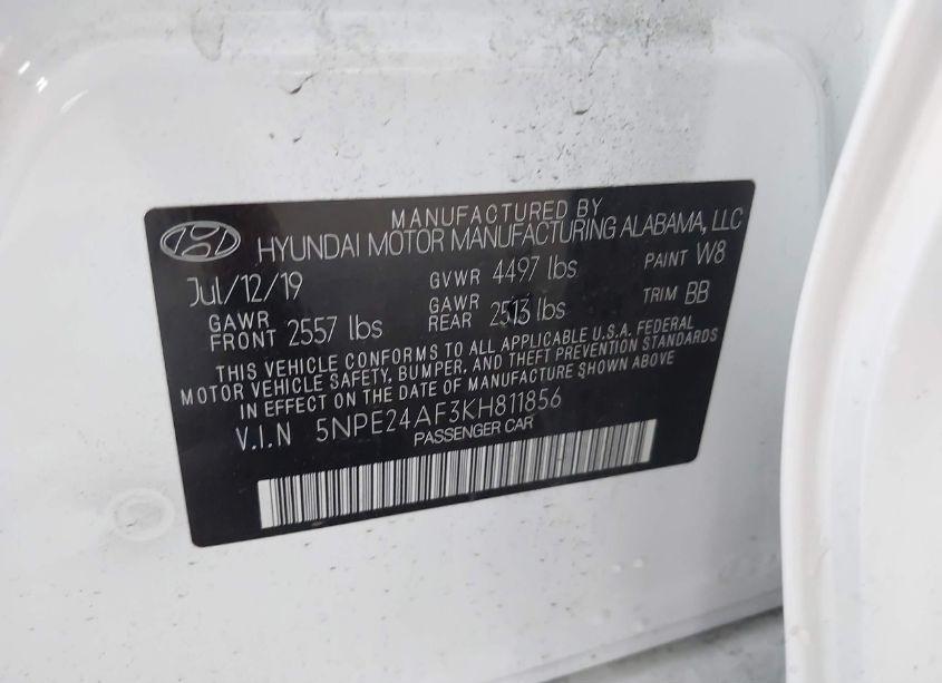 Photo 9 of 2019 Hyundai Sonata SE (VIN 5NPE24AF3KH811856)