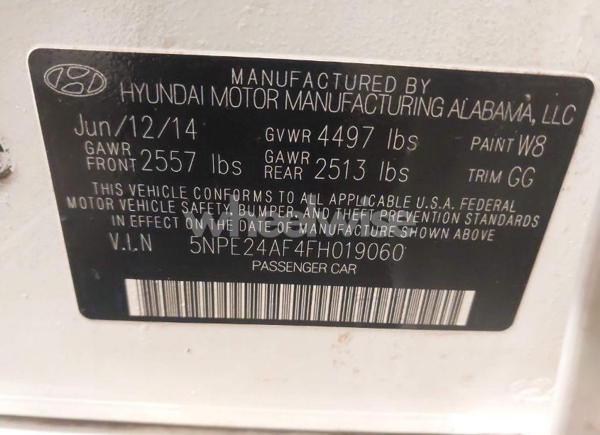 Photo 9 of 2015 Hyundai Sonata SE (VIN 5NPE24AF4FH019060)