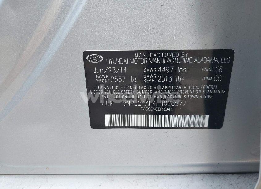 Photo 9 of 2015 Hyundai Sonata SE (VIN 5NPE24AF4FH026977)