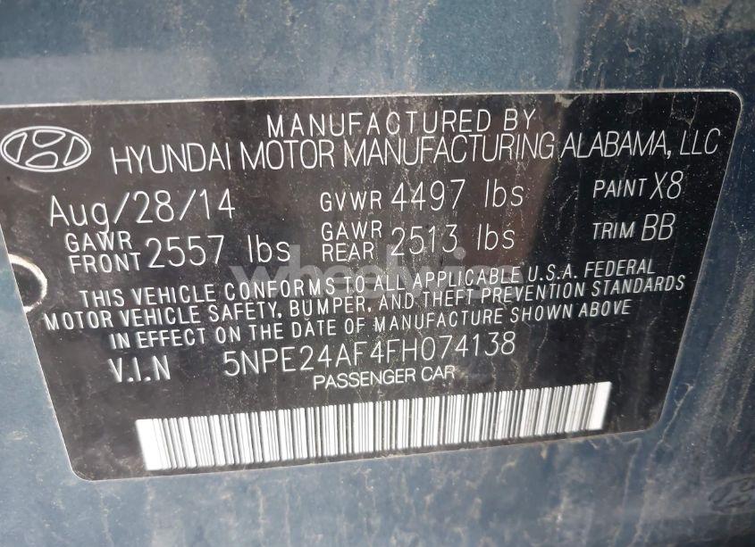 Photo 9 of 2015 Hyundai Sonata SE (VIN 5NPE24AF4FH074138)