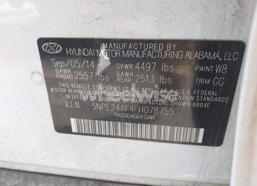 Photo 9 of 2015 Hyundai Sonata SE (VIN 5NPE24AF4FH078755)