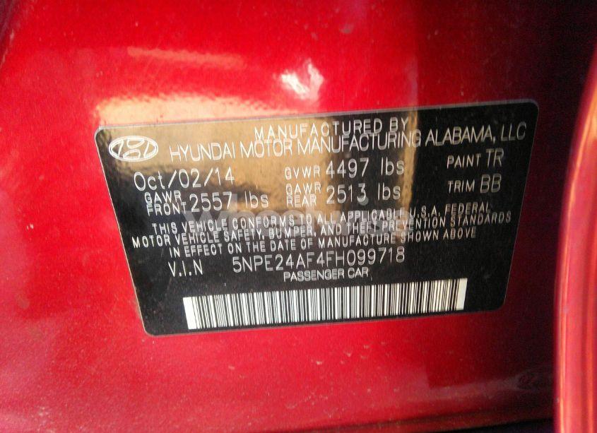Photo 9 of 2015 Hyundai Sonata SE (VIN 5NPE24AF4FH099718)
