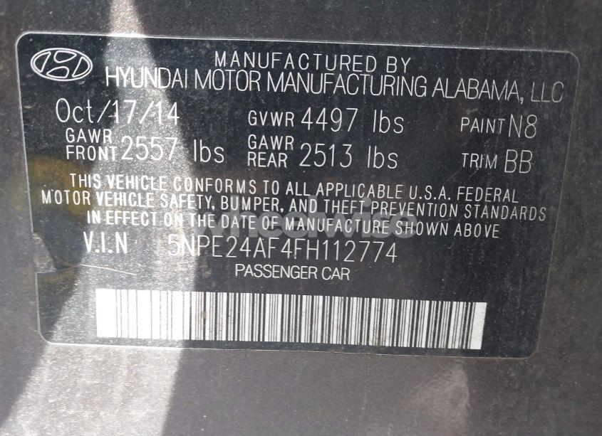 Photo 9 of 2015 Hyundai Sonata SE (VIN 5NPE24AF4FH112774)