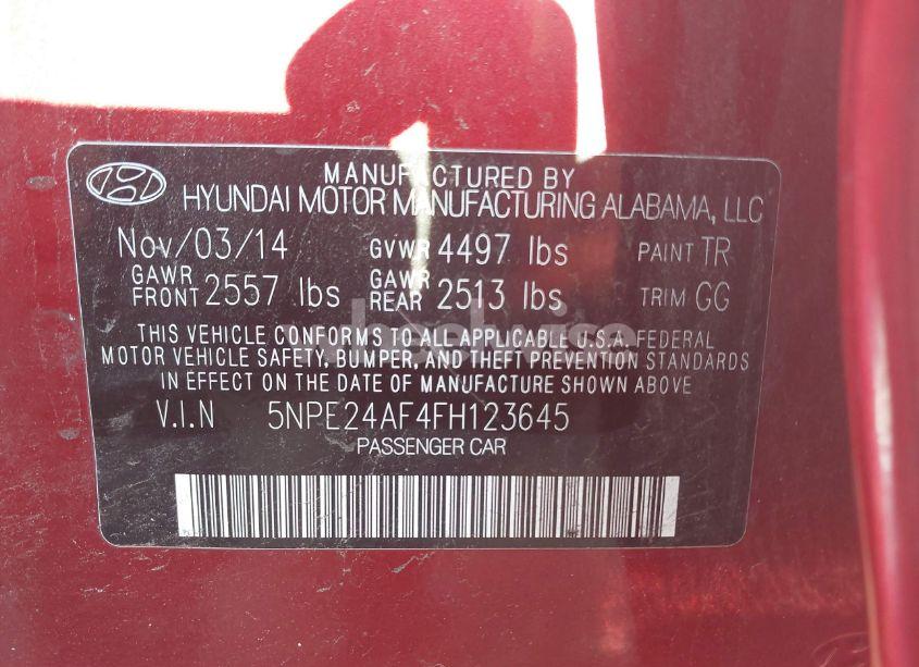 Photo 9 of 2015 Hyundai Sonata SE (VIN 5NPE24AF4FH123645)