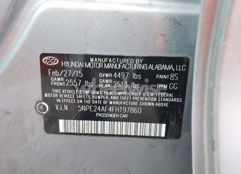 Photo 9 of 2015 Hyundai Sonata SE (VIN 5NPE24AF4FH197860)
