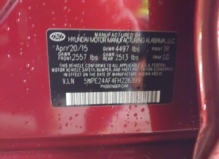 Photo 9 of 2015 Hyundai Sonata SE (VIN 5NPE24AF4FH226399)