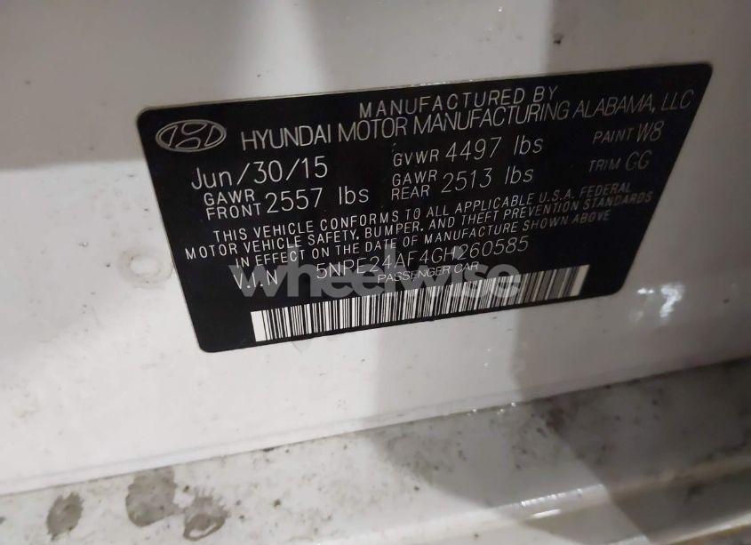 Photo 9 of 2016 Hyundai Sonata SE (VIN 5NPE24AF4GH260585)
