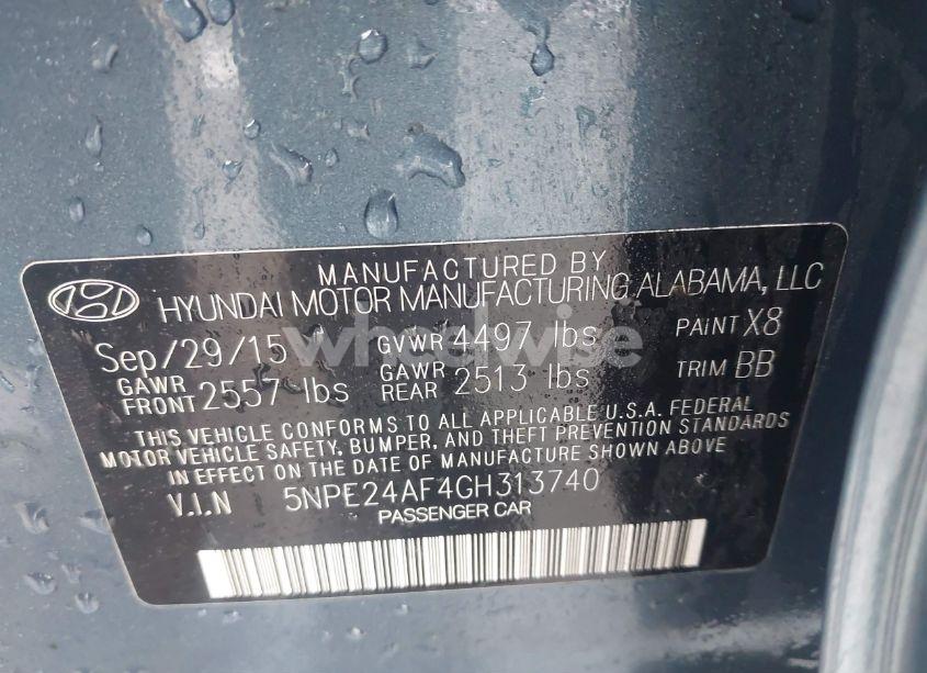 Photo 9 of 2016 Hyundai Sonata SE (VIN 5NPE24AF4GH313740)