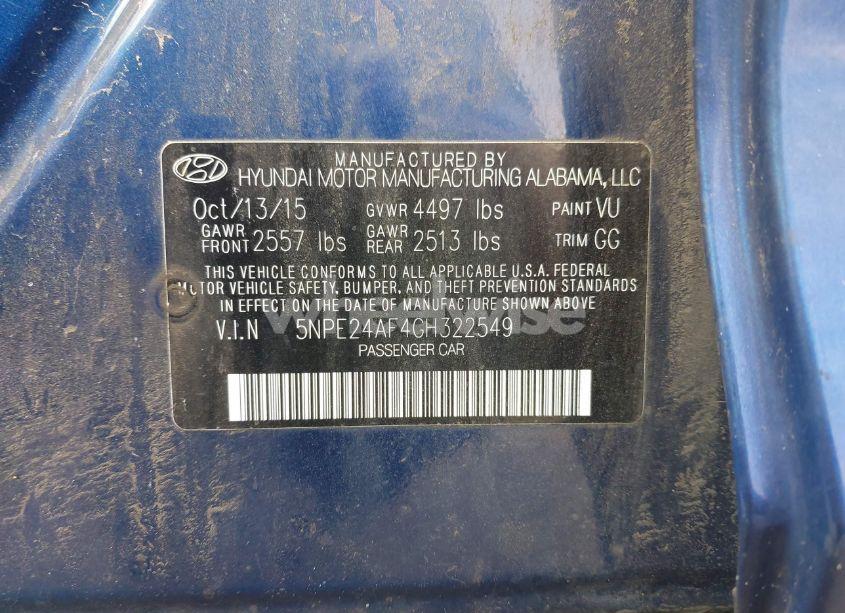 Photo 9 of 2016 Hyundai Sonata SE (VIN 5NPE24AF4GH322549)