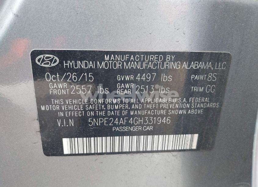 Photo 9 of 2016 Hyundai Sonata SE (VIN 5NPE24AF4GH331946)