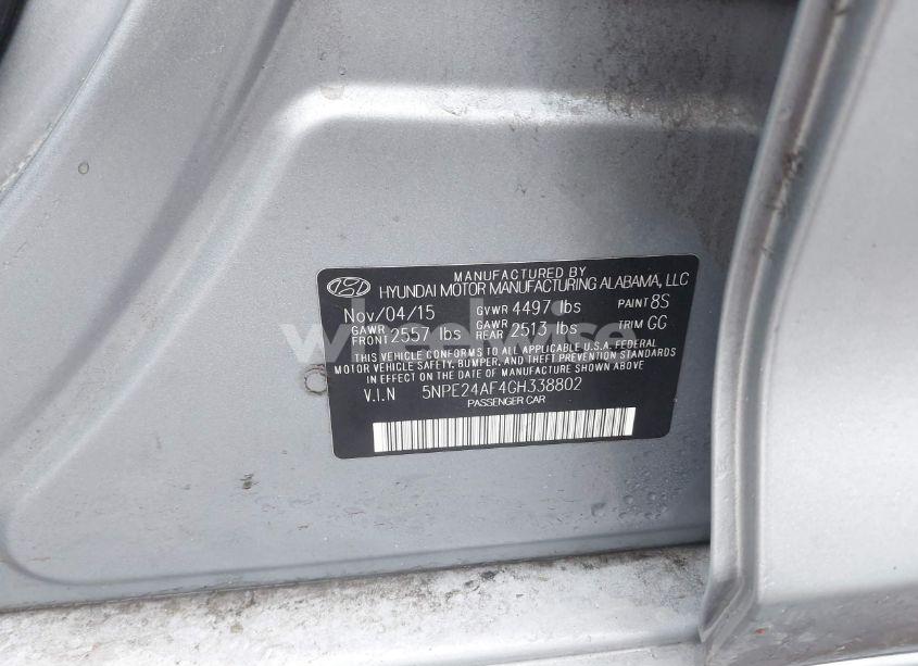 Photo 9 of 2016 Hyundai Sonata SE (VIN 5NPE24AF4GH338802)