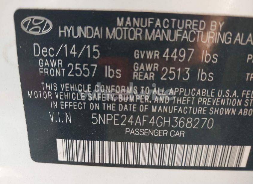 Photo 9 of 2016 Hyundai Sonata SE (VIN 5NPE24AF4GH368270)
