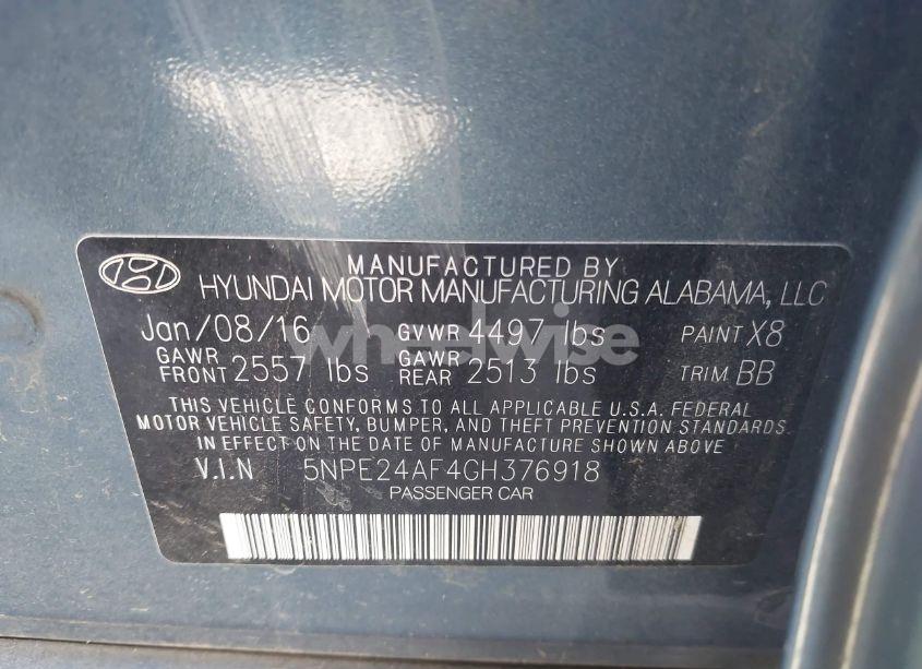 Photo 9 of 2016 Hyundai Sonata SE (VIN 5NPE24AF4GH376918)
