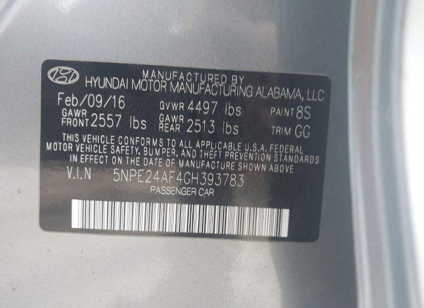 Photo 9 of 2016 Hyundai Sonata (VIN 5NPE24AF4GH393783)