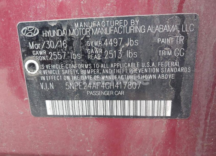 Photo 9 of 2016 Hyundai Sonata N/A (VIN 5NPE24AF4GH417807)