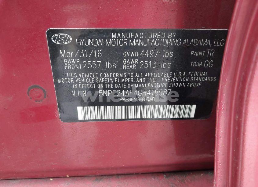 Photo 9 of 2016 Hyundai Sonata (VIN 5NPE24AF4GH418987)