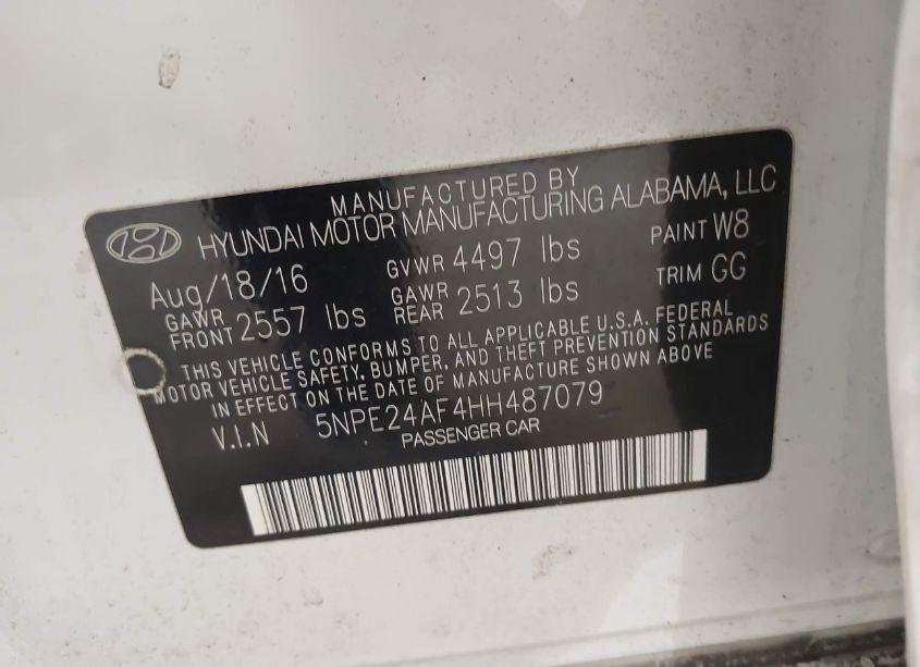 Photo 9 of 2017 Hyundai Sonata SE (VIN 5NPE24AF4HH487079)